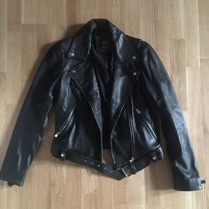 Zara Black Leather Jacket - 100% Real Leather